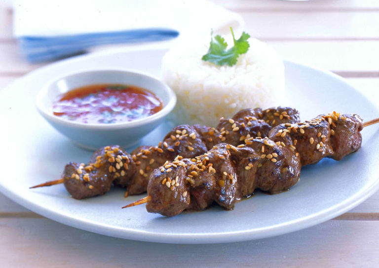 BBQ Ginger Lamb Satays with Thai Dipping Sauce